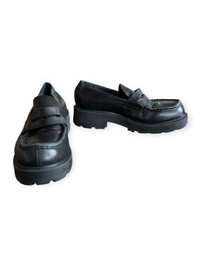 vagabond chunky loafers black leather minimalist shoes  heel length 1.5"